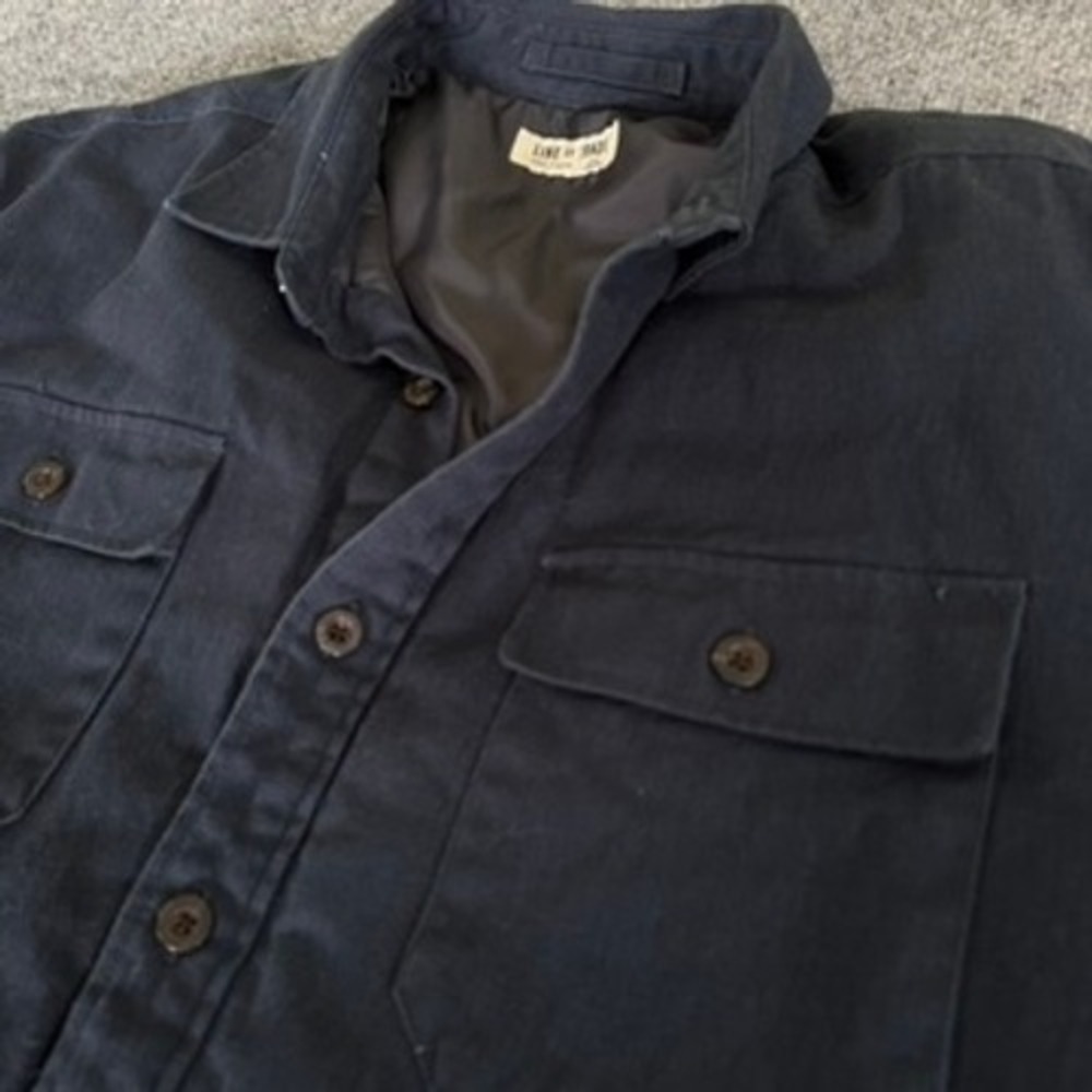 Line Of Trade Jacket Men XL Blue Insulated Lined Shirt Shacket Button Utility